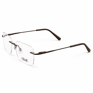 Silhouette 6704 Brown Rimless Rectangle Prescription Eyeglasses Frame 4