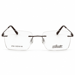 Silhouette 6704 Brown Rimless Rectangle Prescription Eyeglasses Frame 5